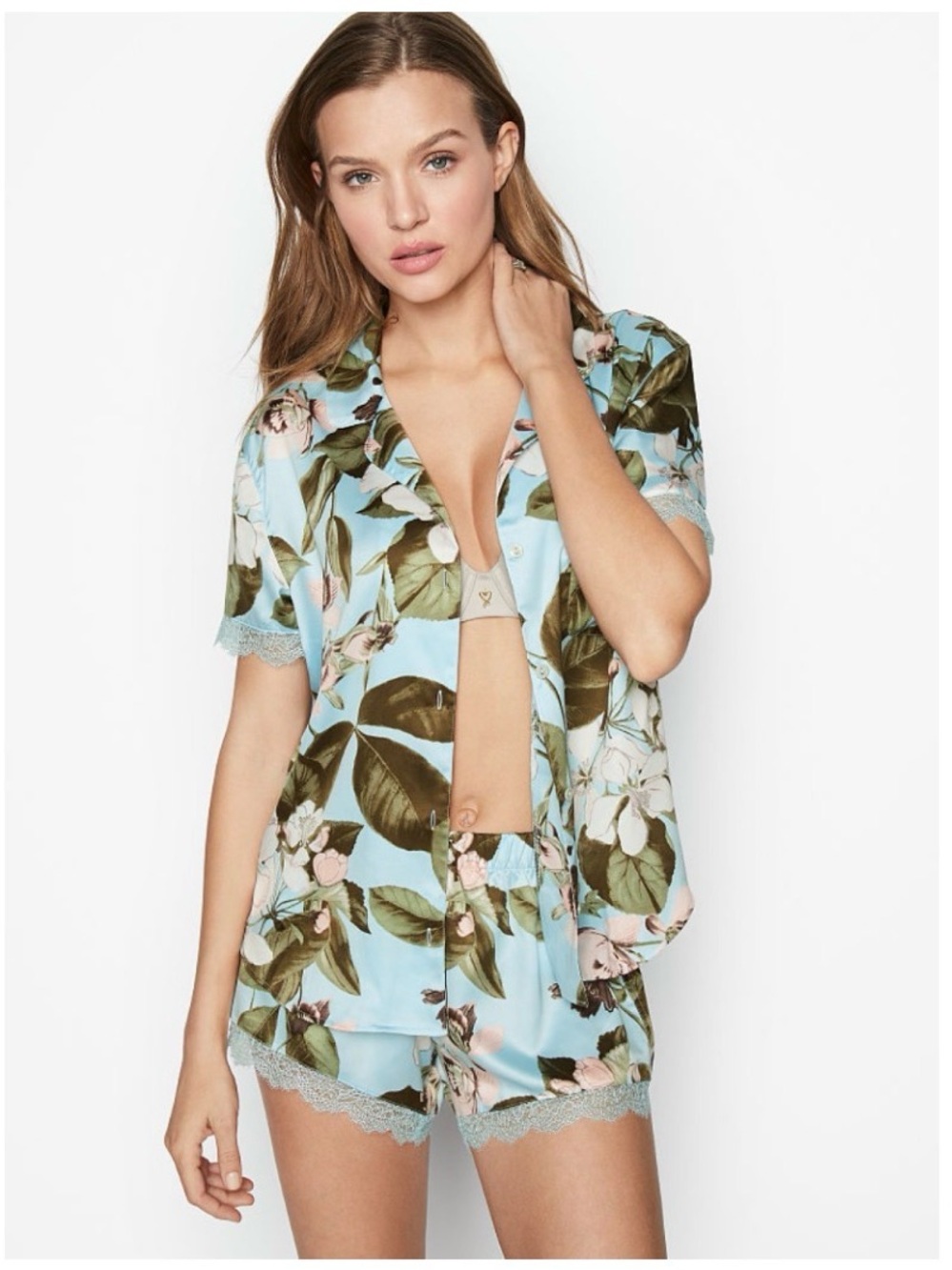BNWT Victoria's Secret Floral Satin Button-Down Shirt/Camisole Set - 2 Sets